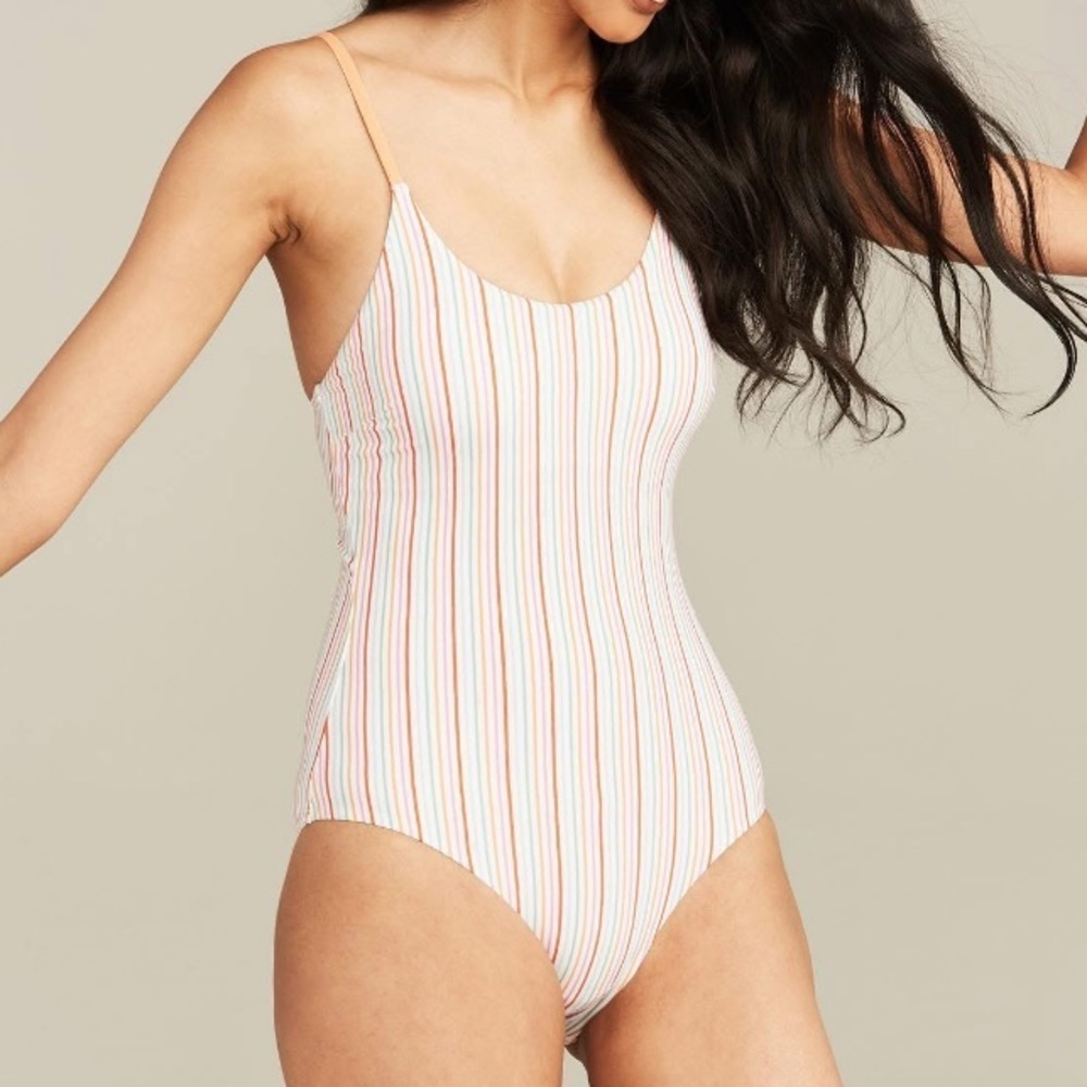 Roller Rabbit Multicolor Striped One Piece Scoop Neck Swimsuit
